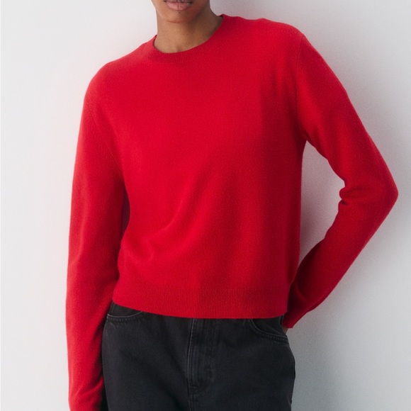 Aritzia Cashmere Red Crew Neck Sweater - Picture 2 of 9